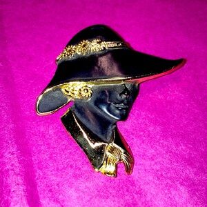 Torino gold and enamel lady brooch